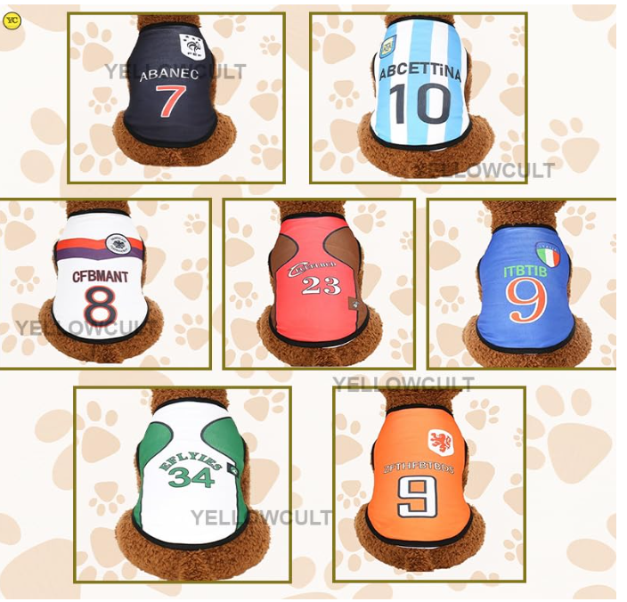 Yellowcult Cute Dog T-Shirt Clothes, Summer Sweetshirts Sporty Pet Random Design Outfit for Small Breed Dog, cat, Puppy, Kitten, Diwali, Festival, Travel, Outing, Photos(S- Any 1)