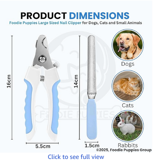 Foodie Puppies Professional Animal Nail Cutter Clipper Trimmer Filer - (Nail Clipper - Large) for Small, Medium, and Large Dogs, Puppies, Cats, and Kittens Claw Grooming Tool Set