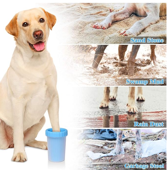 Yuppy Puppy Dog Paw Washing Cup Pet Paw Cleaner Portable Dog Paw Washer with Soft Silicone Bristles for Quickly Cleaning Pets Muddy Feet Color May Vary (Paw Cleaner - Small)