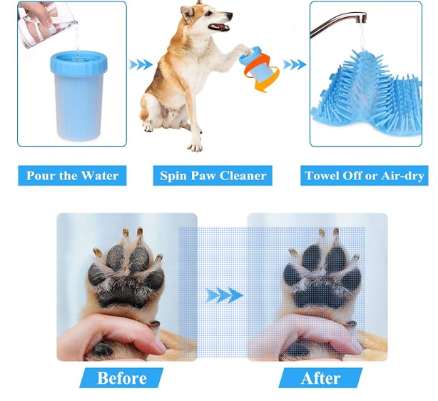 Yuppy Puppy Dog Paw Washing Cup Pet Paw Cleaner Portable Dog Paw Washer with Soft Silicone Bristles for Quickly Cleaning Pets Muddy Feet Color May Vary (Paw Cleaner - Small)